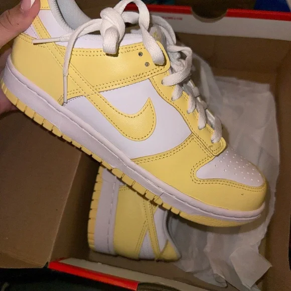 Nike Dunk Low Lemon and White Sneakers - Picture 3 of 5